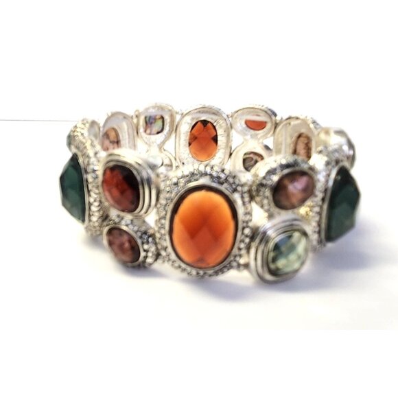 Multicolored Faceted Stone Stretch Bracelet - Picture 1 of 4